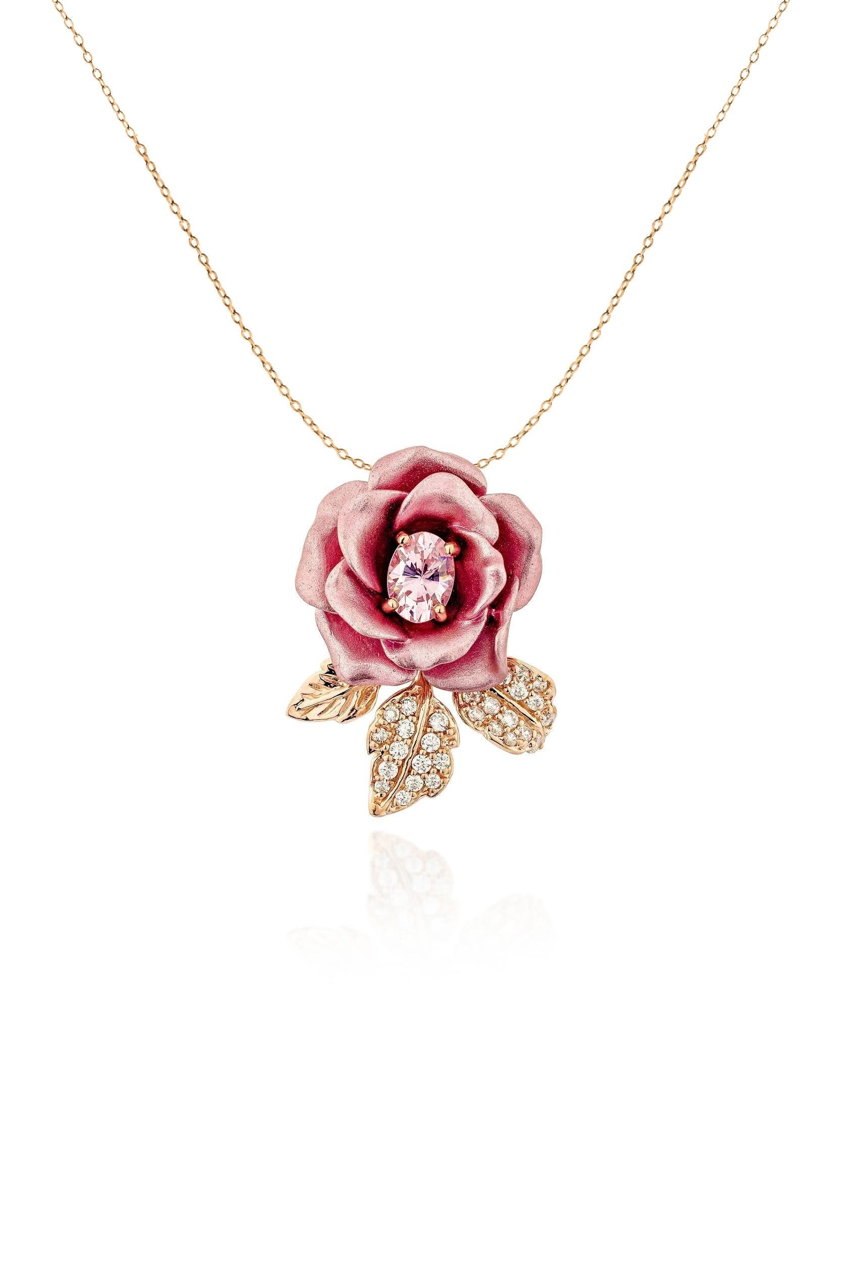 Verdant Rose Vine Pendant With Chain