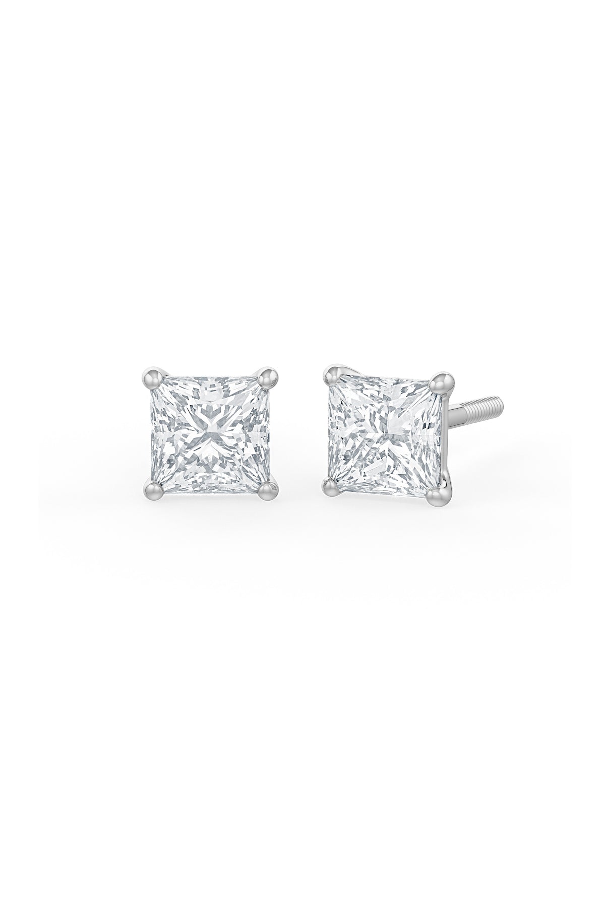 Square Shaped 8x8mm Solitaire Stud Earrings