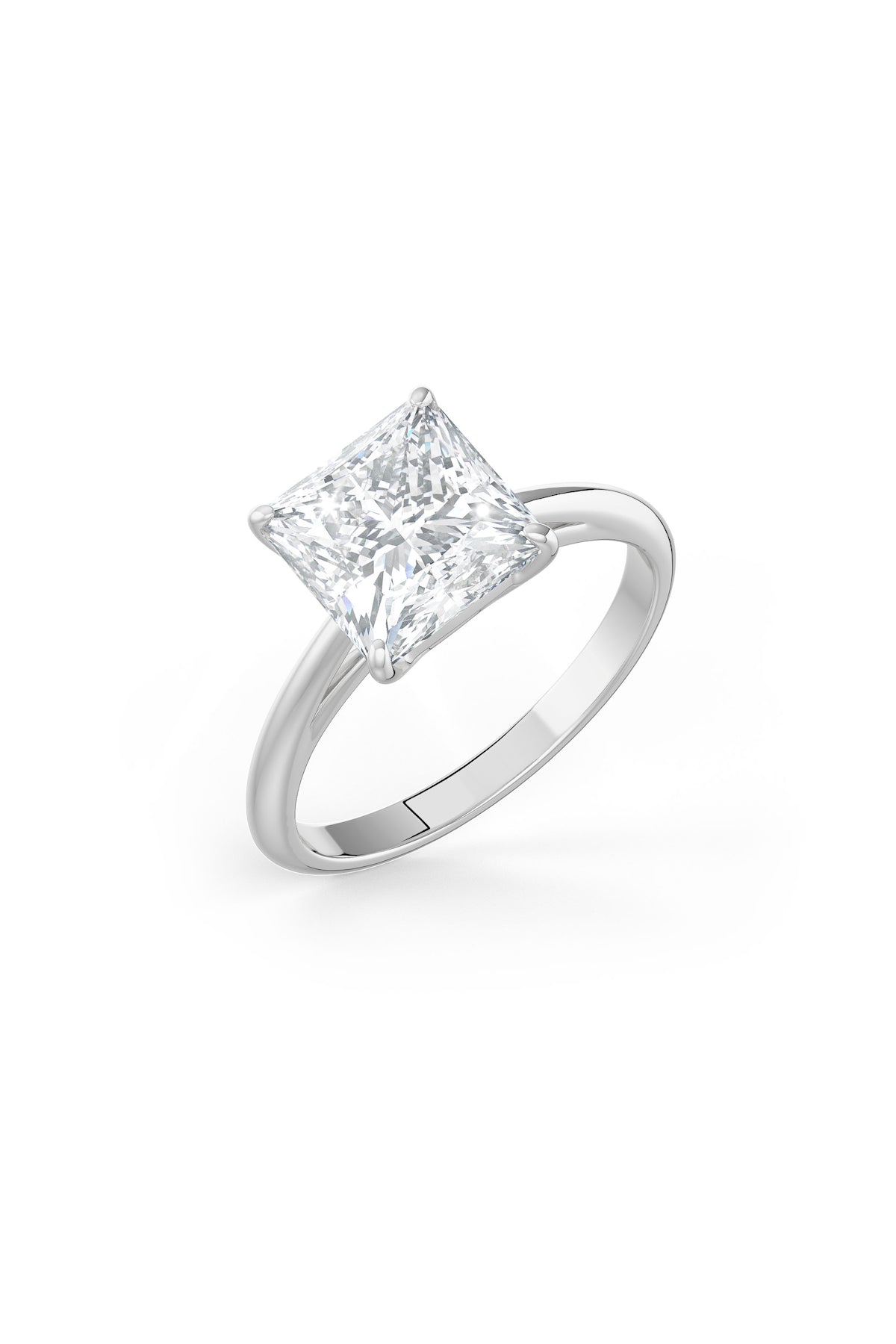 Square Shaped 8x8mm Solitaire Engagement Ring