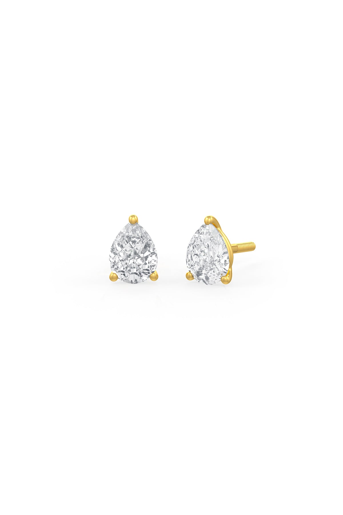 Pear Shaped 6x8mm Solitaire Stud Earrings