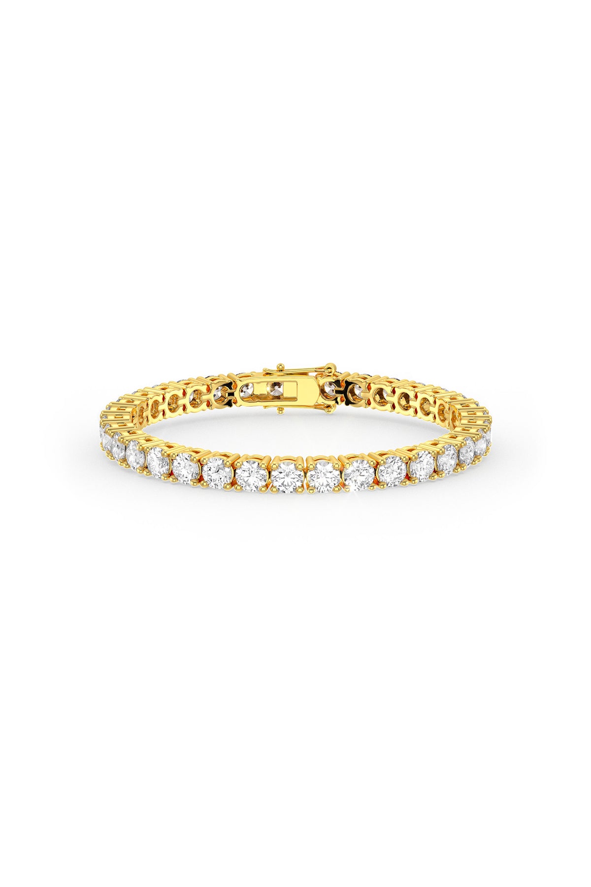 Brilliant Round Shaped 5MM Solitaire Tennis Bracelet in Gold Plating