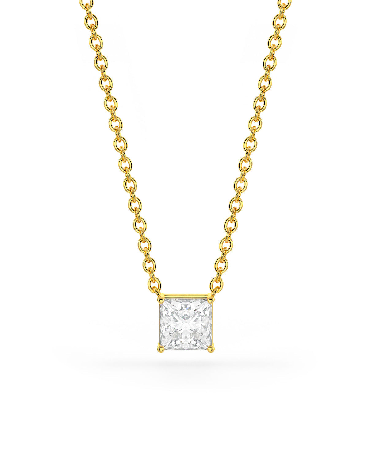 Square Shaped Solitaire Pendant With Chain