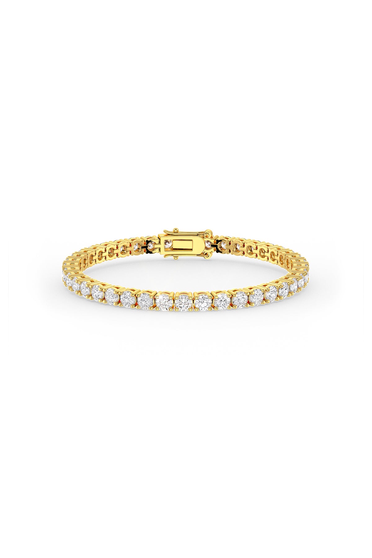 Brilliant Round Shaped 4MM Solitaire Tennis Bracelet in Gold Plating