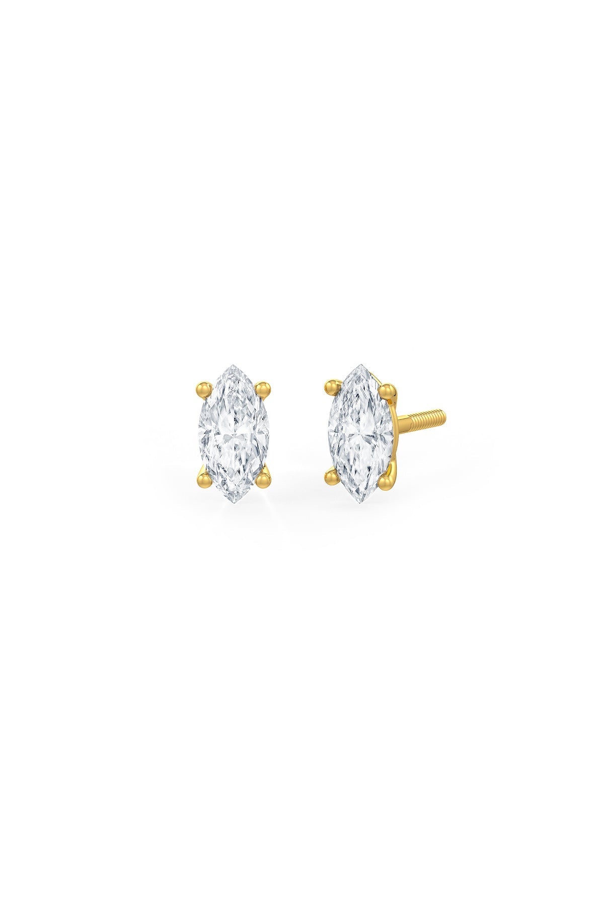 Marquise Shaped 4x8mm Solitaire Stud Earrings