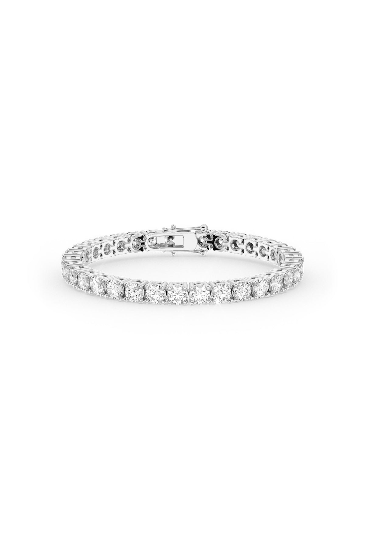 Brilliant Round Shaped 5MM Solitaire Tennis Bracelet in Rhodium Plating