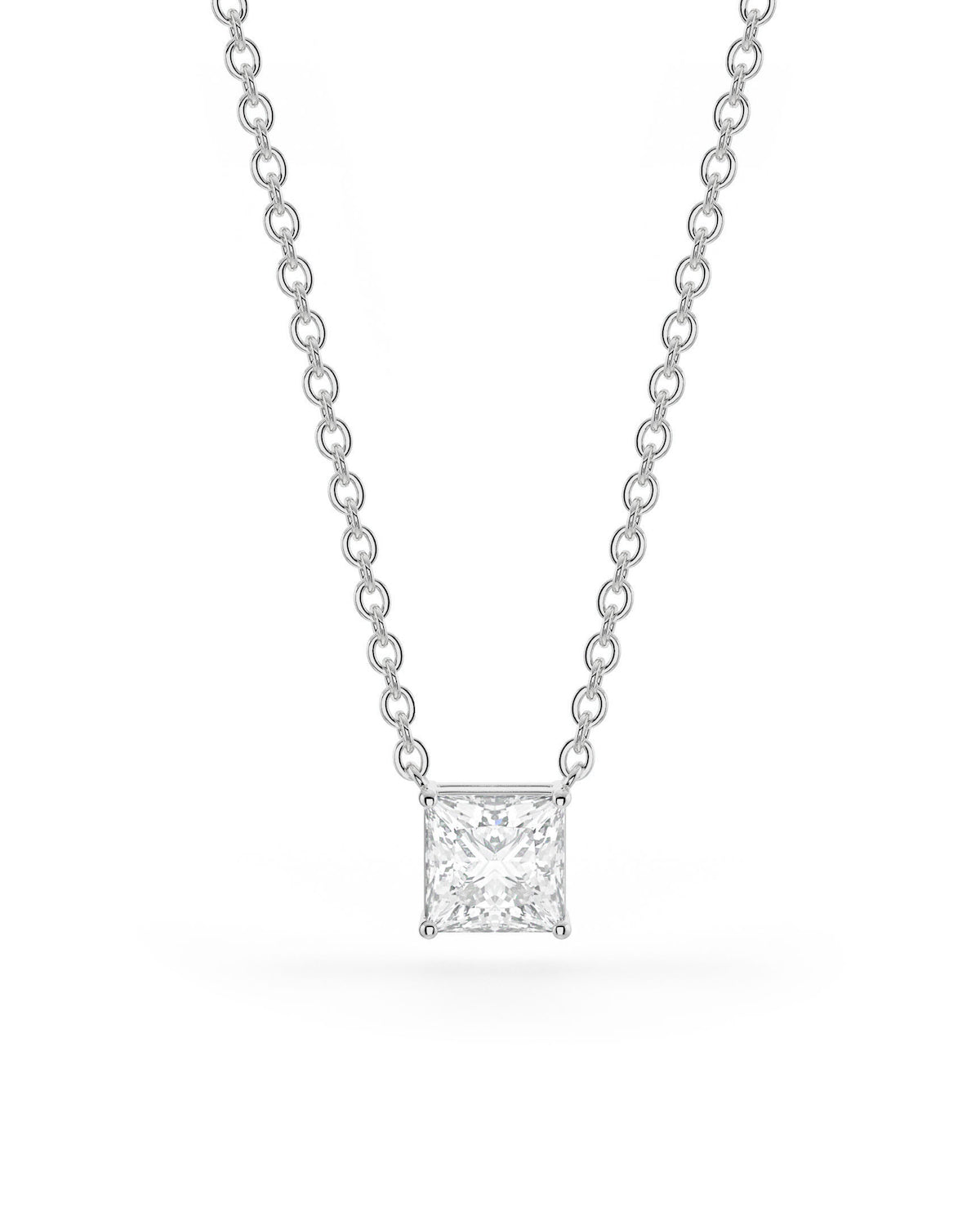 Square Shaped Solitaire Pendant With Chain