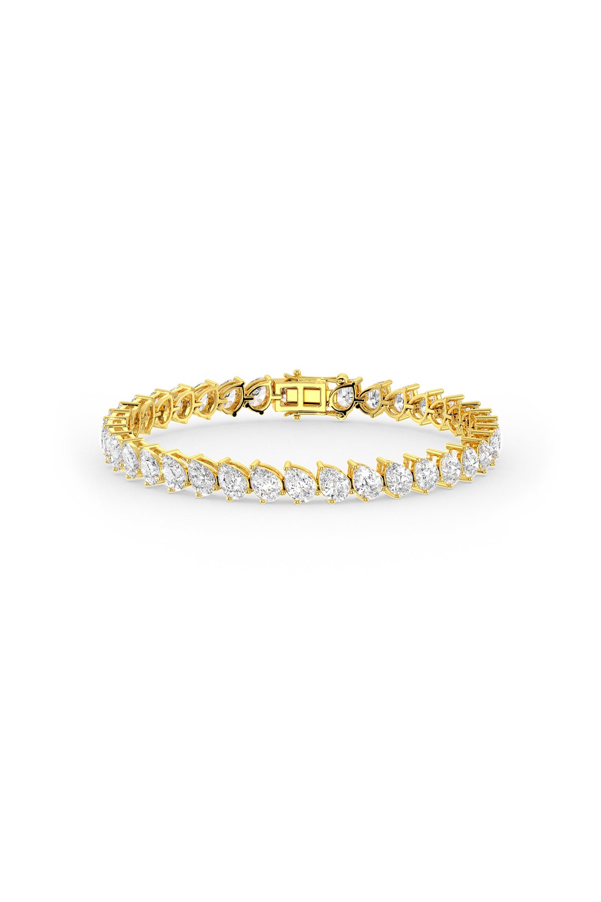 Pear Shaped Solitaire Tennis Bracelet in Gold Plating