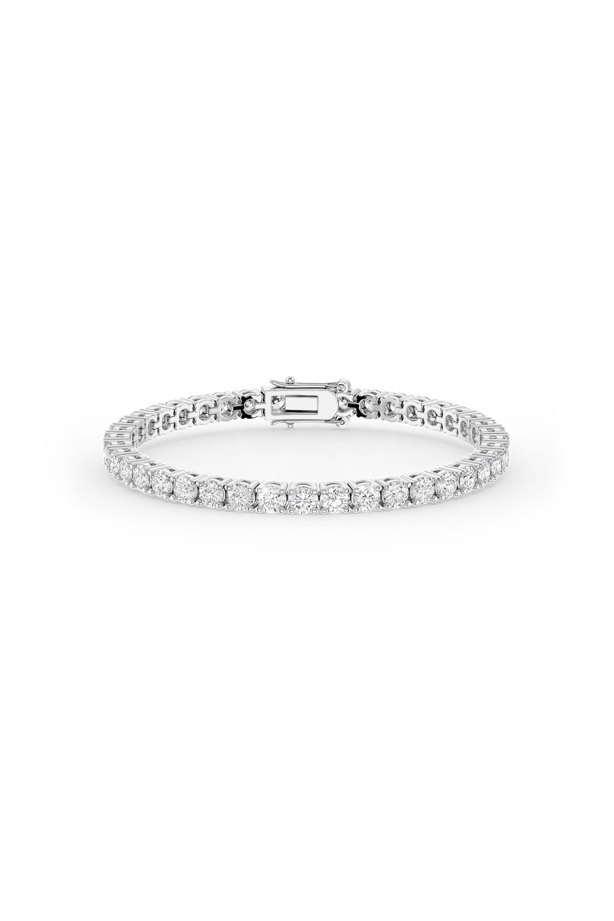 Brilliant Round Shaped 4MM Solitaire Tennis Bracelet in Rhodium Plating