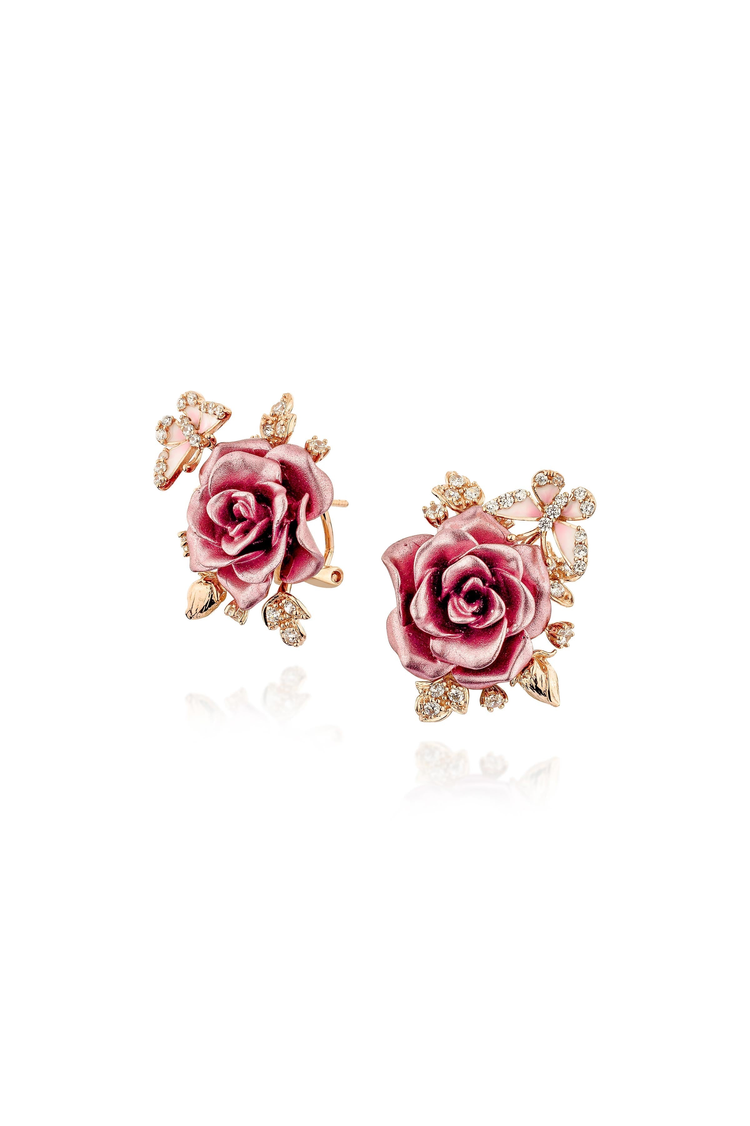 Whimsical Winged Rose Earrings