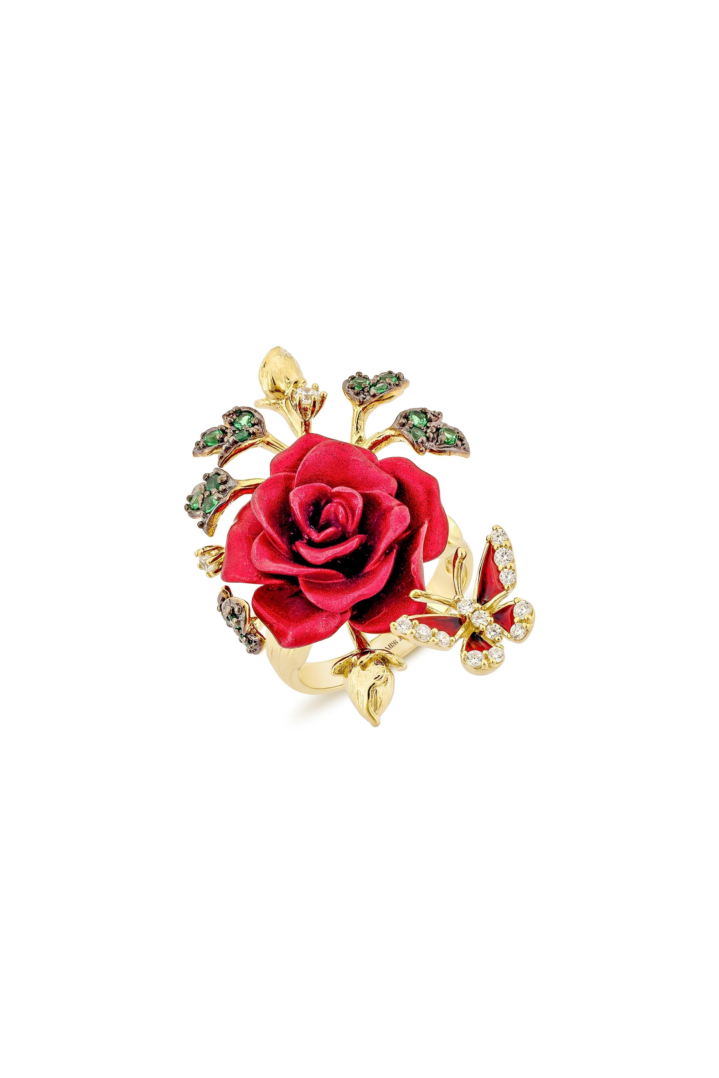 Whimsical Winged Rose Ring