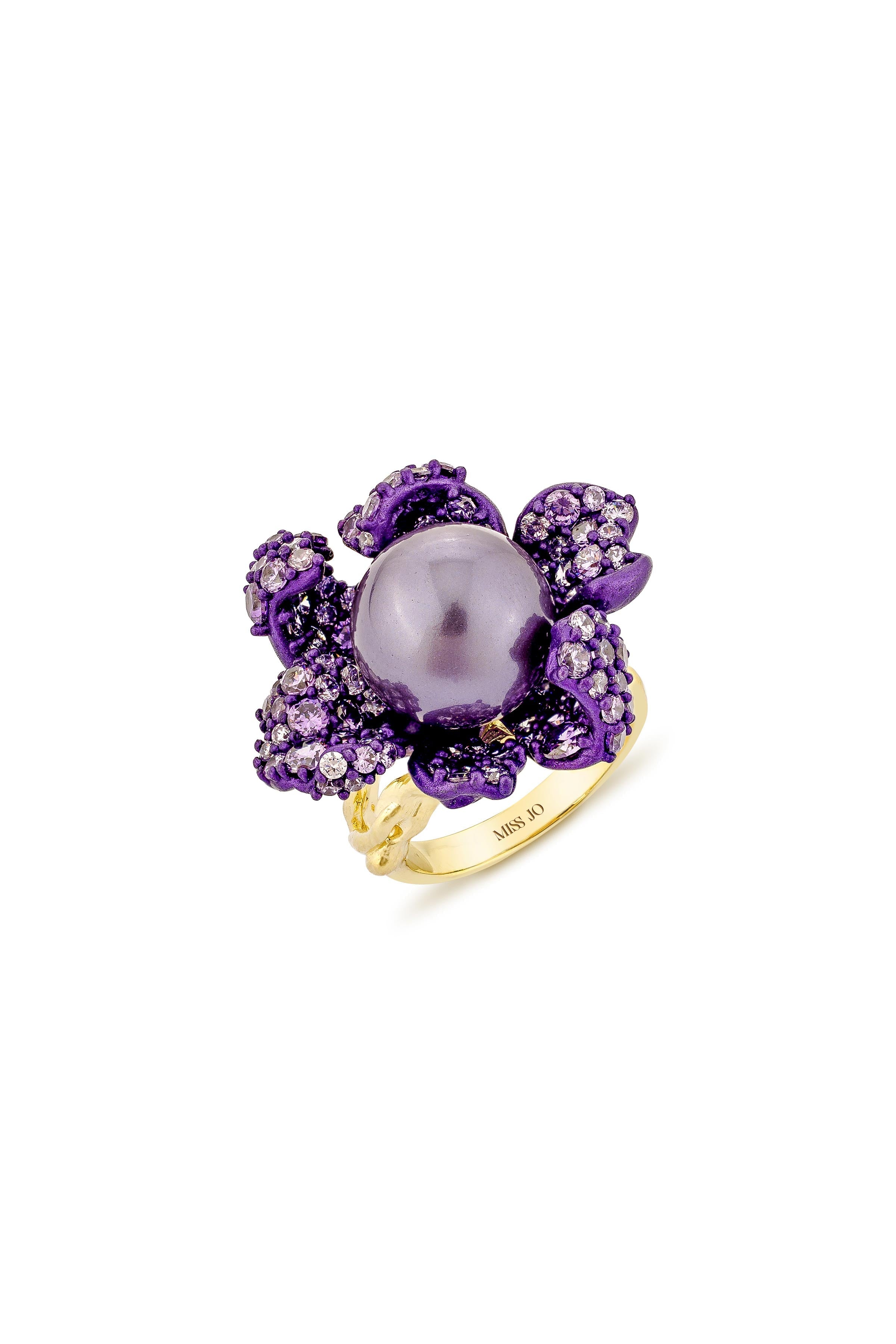 Lavender Pearl Blossom Ring