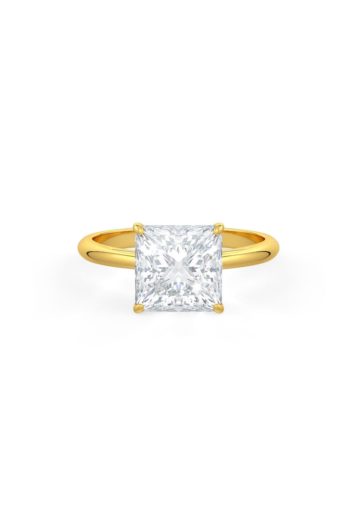 Square Shaped 8x8mm Solitaire Engagement Ring