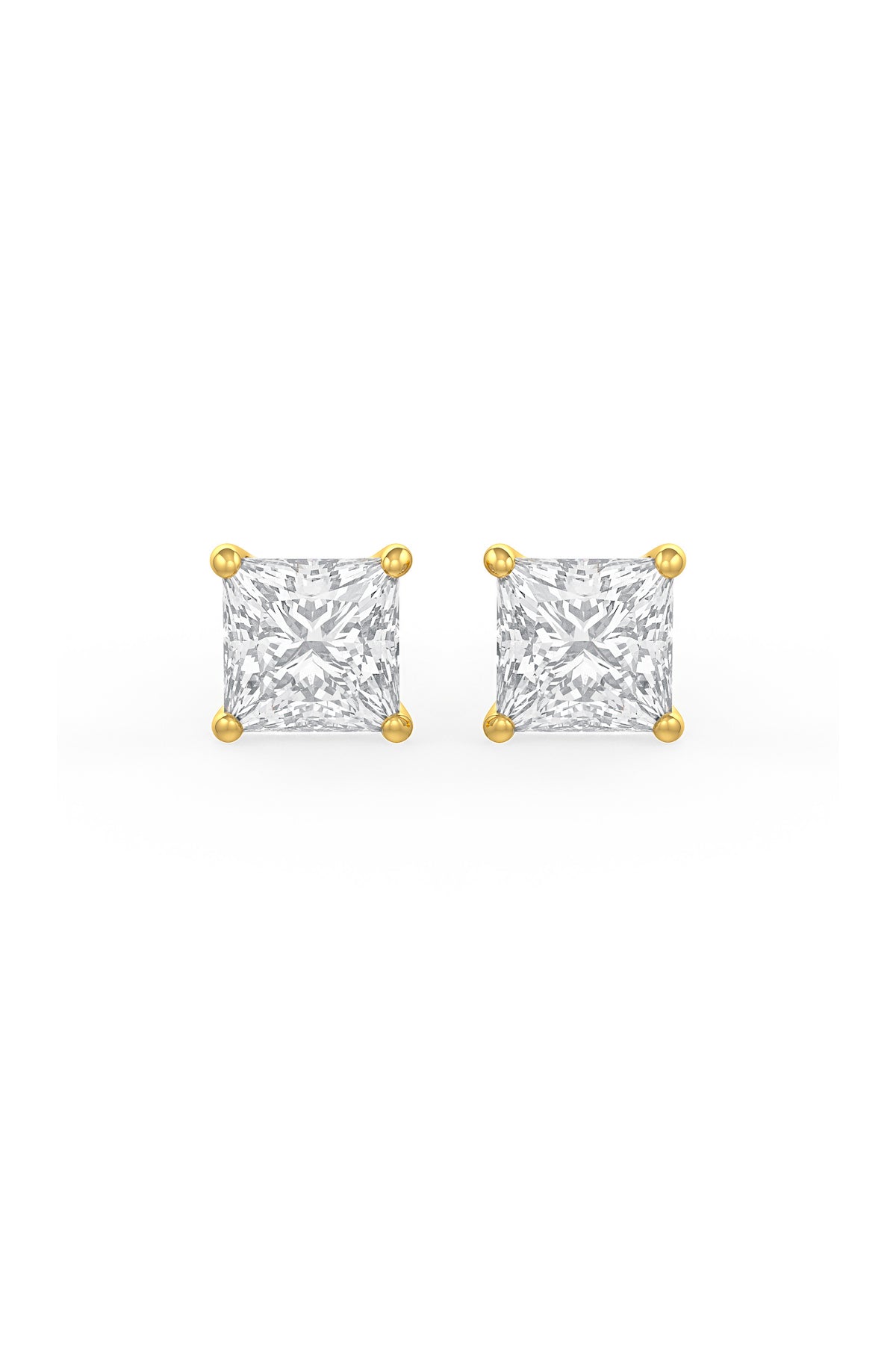 Square Shaped 8x8mm Solitaire Stud Earrings