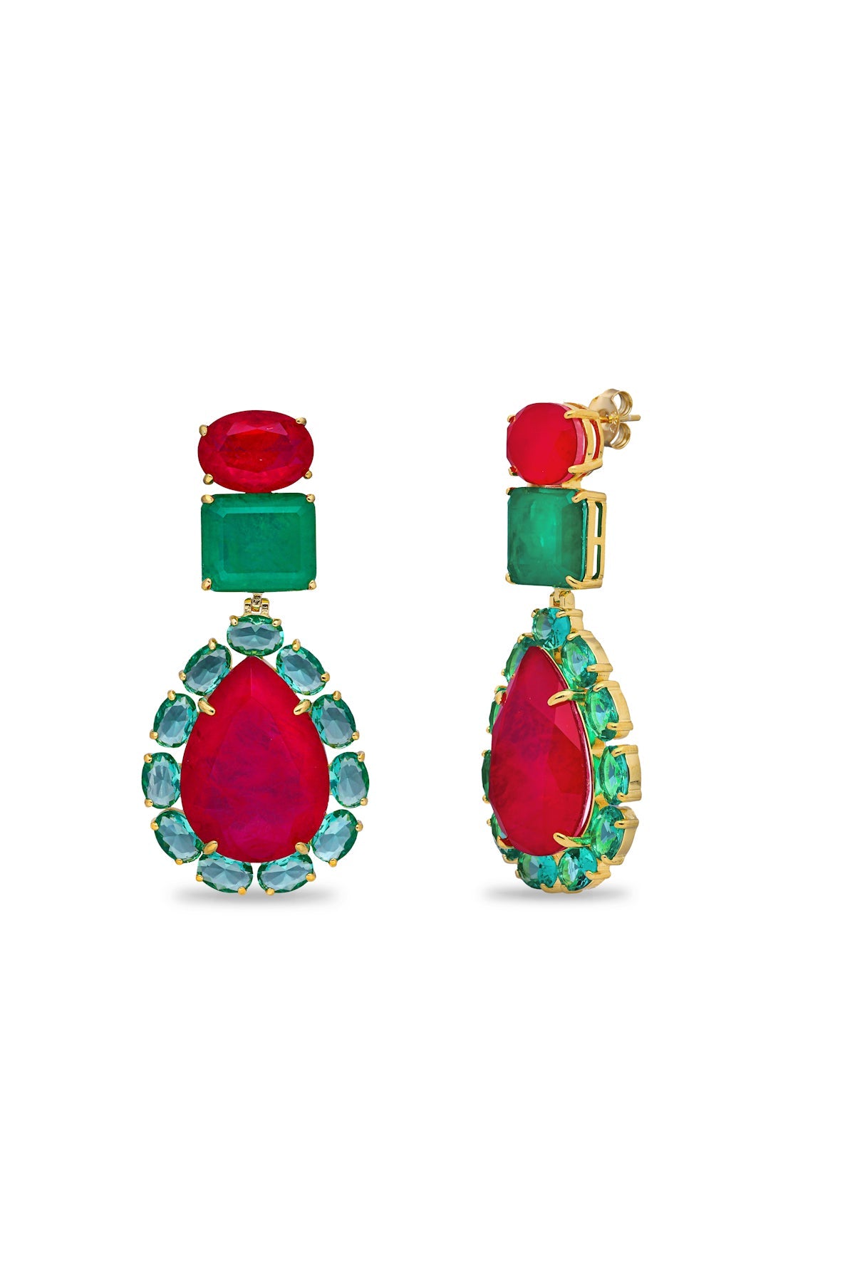 Peacock Paradise Chandelier Dangler Earrings