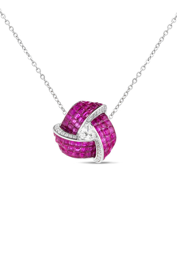 Enchanted Triad Blossom Pendant With Silver Chain