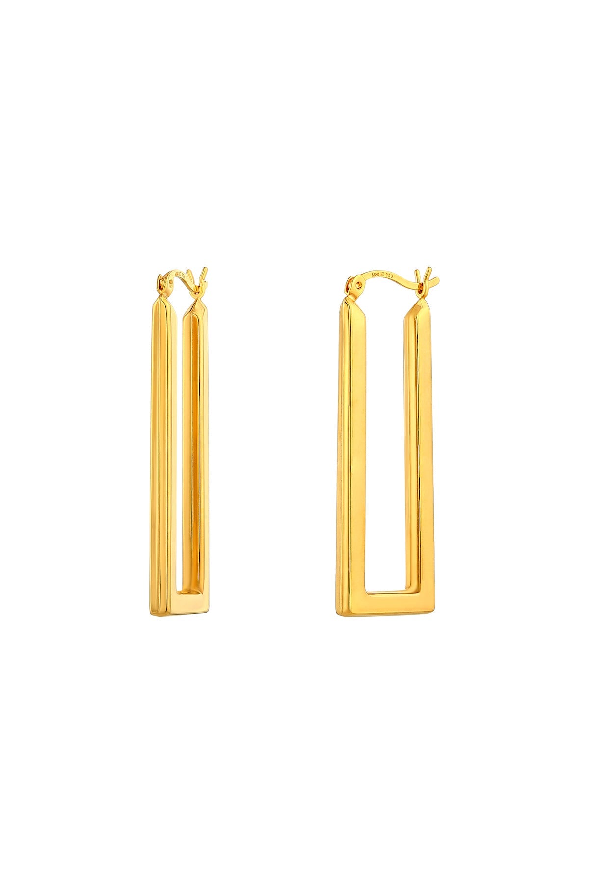 Block Gold Plated Statement Hoop Earrings