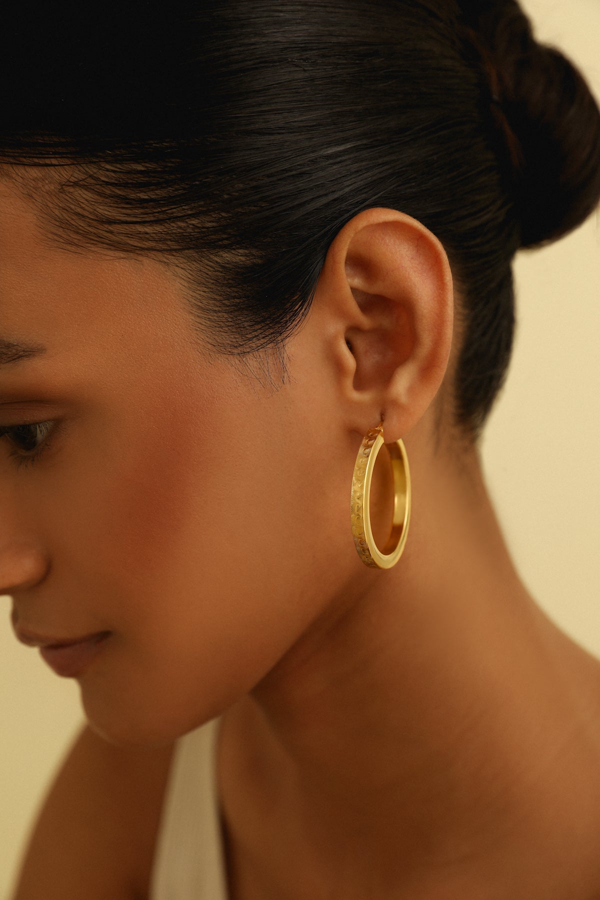 Egyptian Textured Large Hoop Earrings