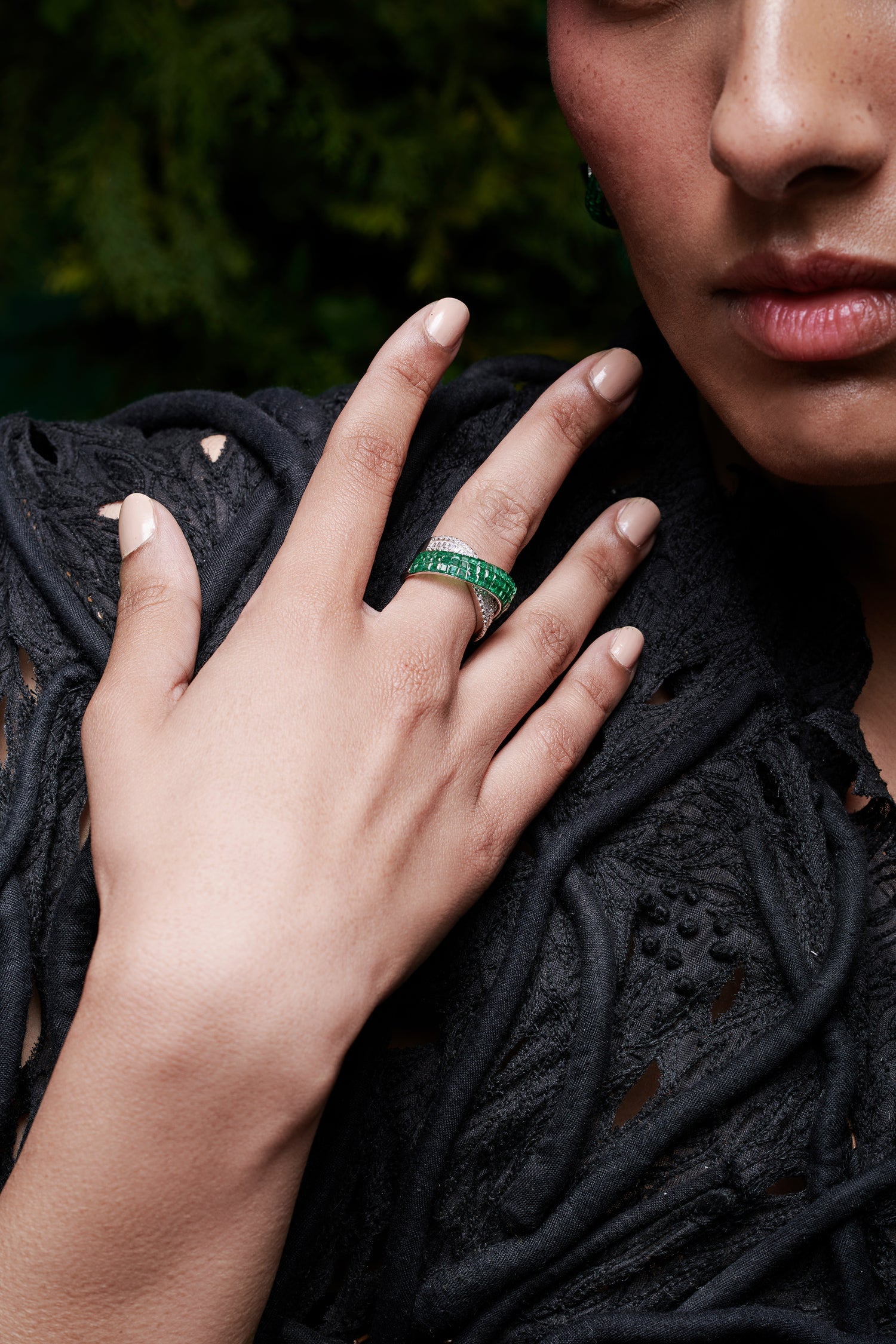 Foliage Twist Cocktail Ring