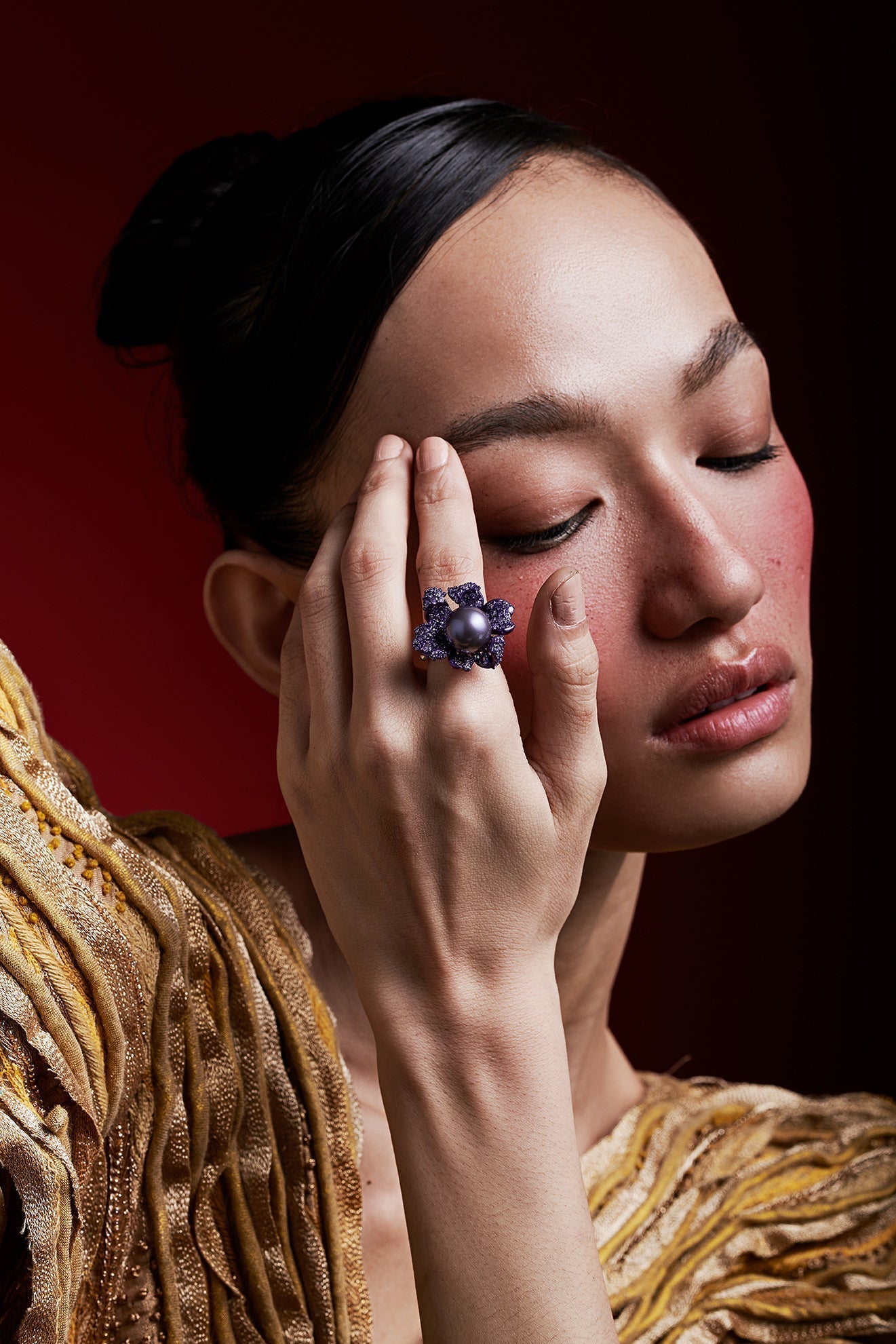 Lavender Pearl Blossom Ring