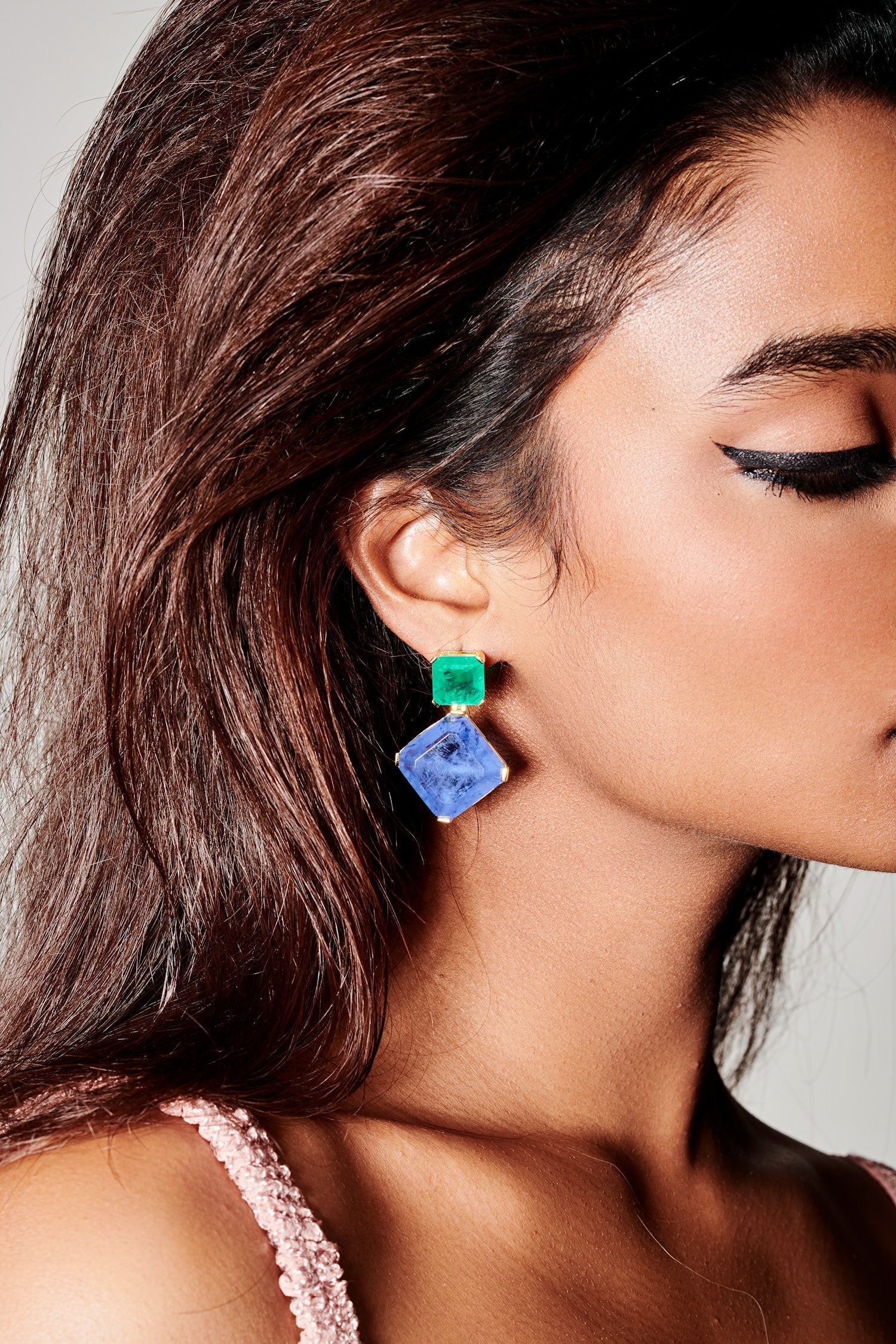 Persian Square Dark Cascade Earrings