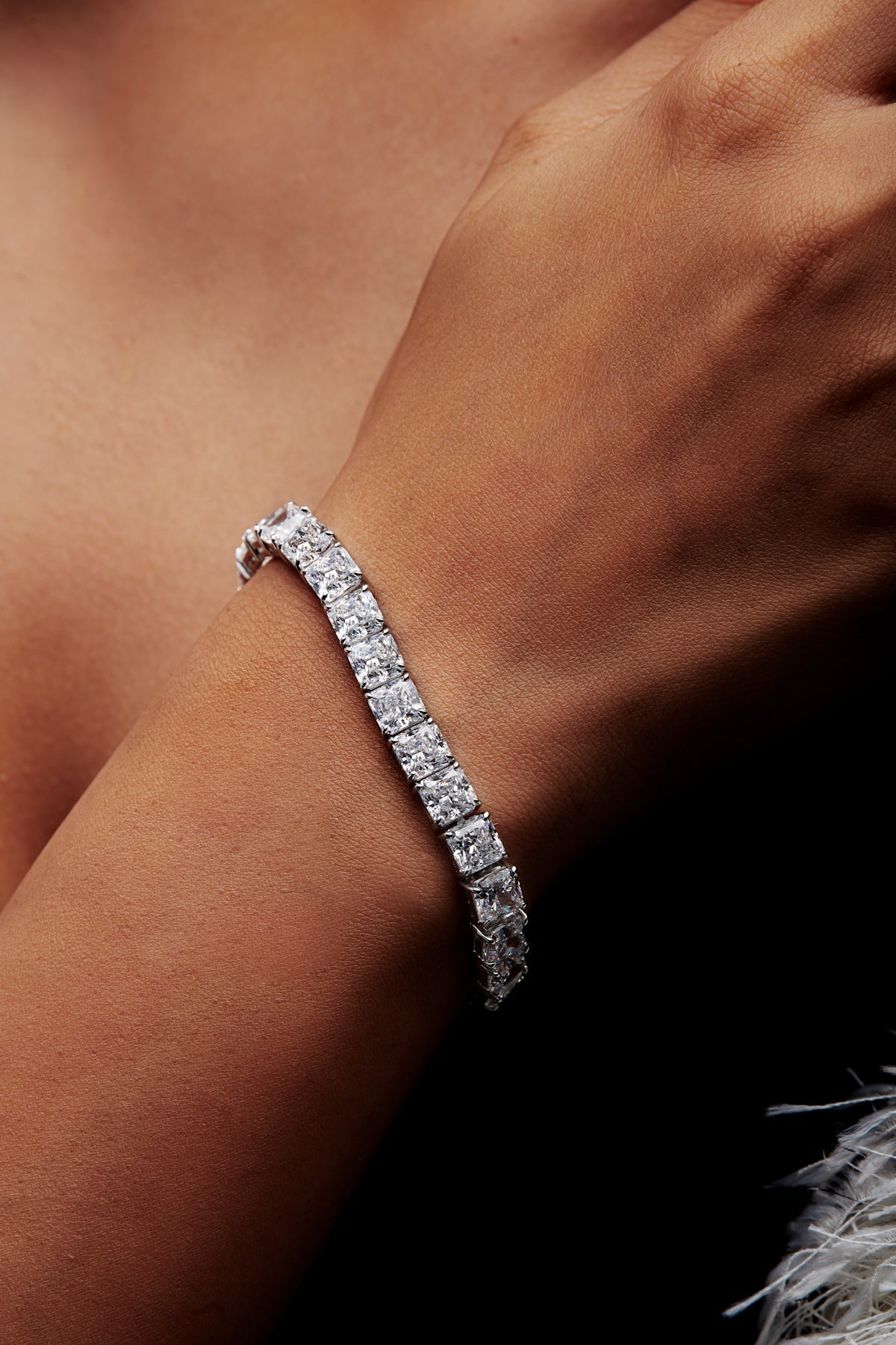 Square Shaped Solitaire Tennis Bracelet