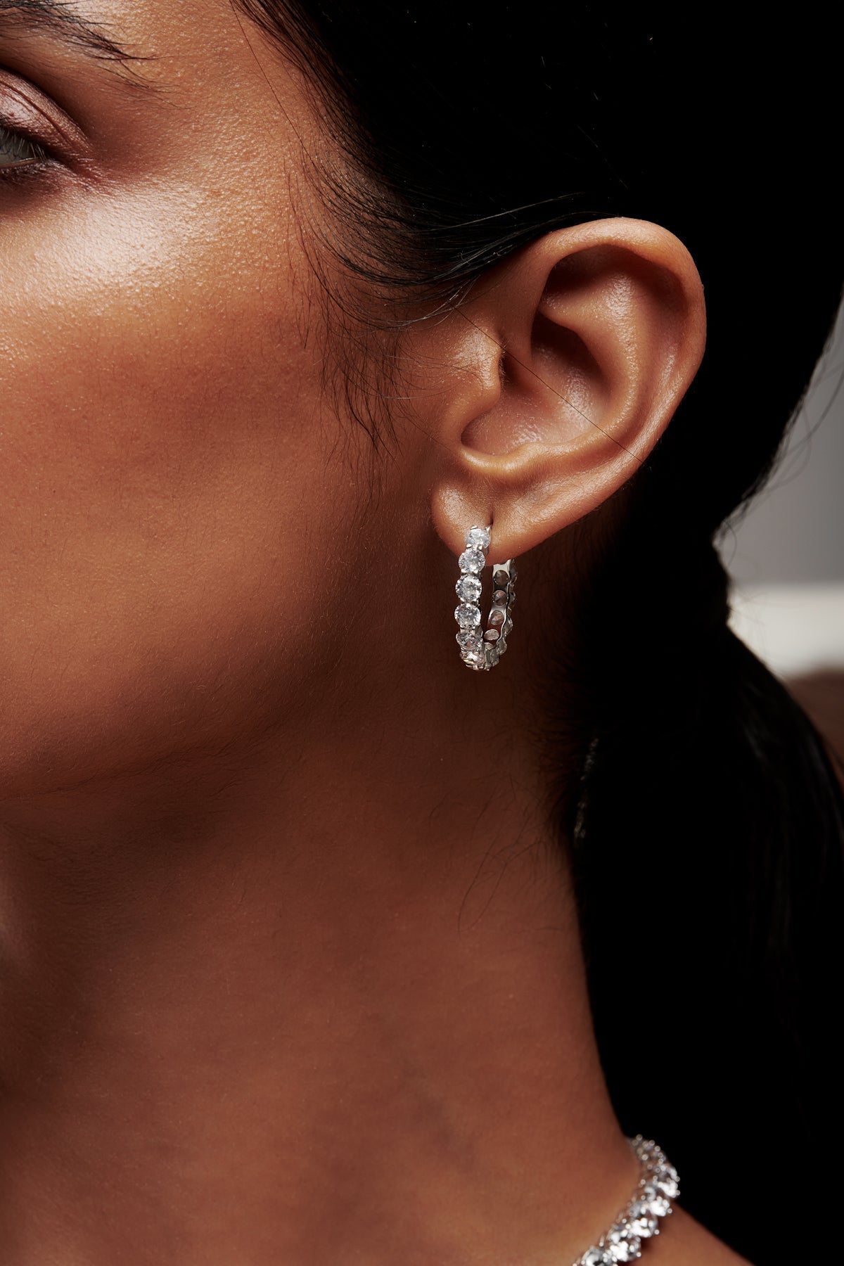 Brilliant Round Shaped Solitaire Hoop Earrings