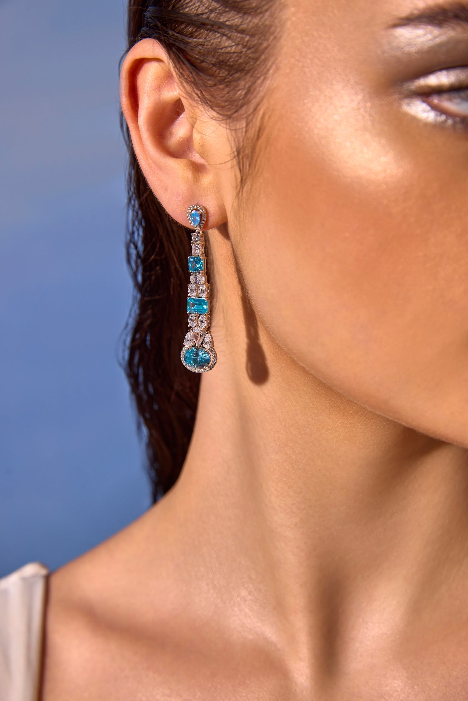 Aqua Timber Dangler Earrings