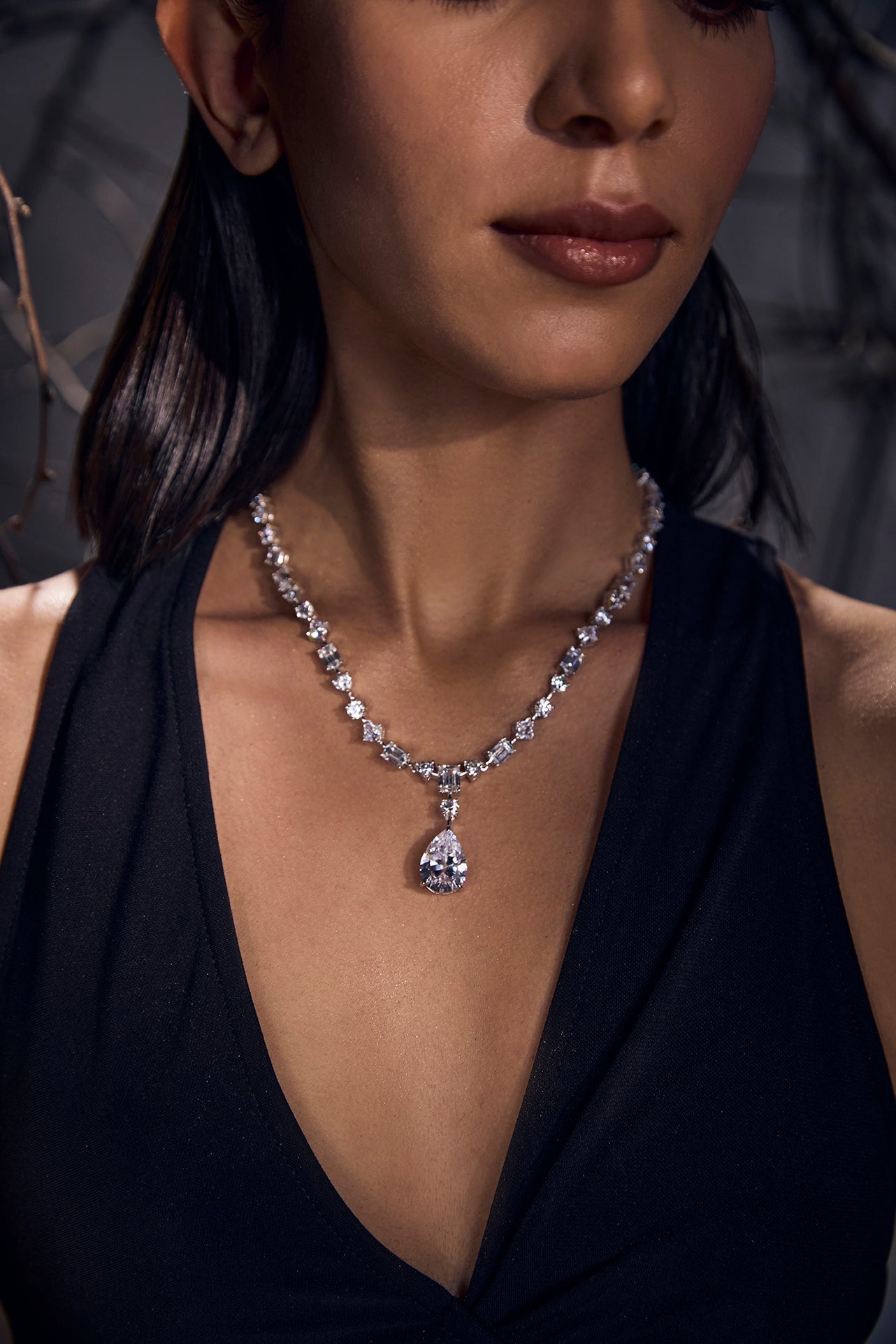 Diamond Cascade Teardrop Necklace